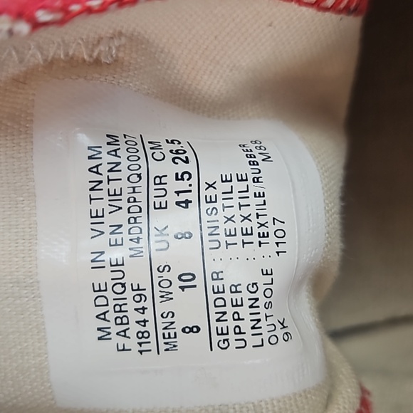 Converse | Men's All Star Red Low-Top Lace-Up Sneakers Sz 8 - Picture 9 of 15